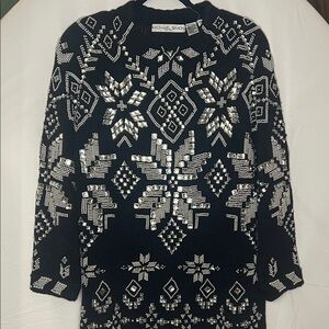 Vintage Michael Simon Black Sweater with Silver Accents